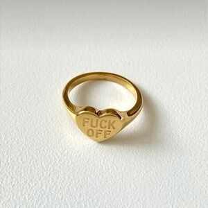 18K Gold Plated Take No Offense ring!